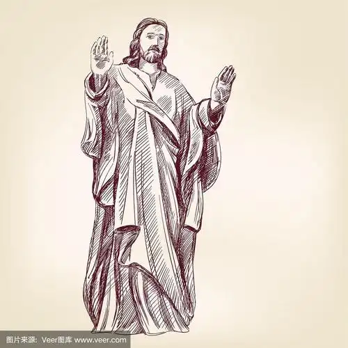 耶稣基督基督教手绘矢量插图