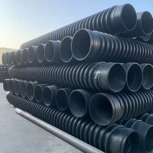 hdpe双壁波纹管钢带增强管中空壁缠绕管克拉管聚乙烯市政排污水管