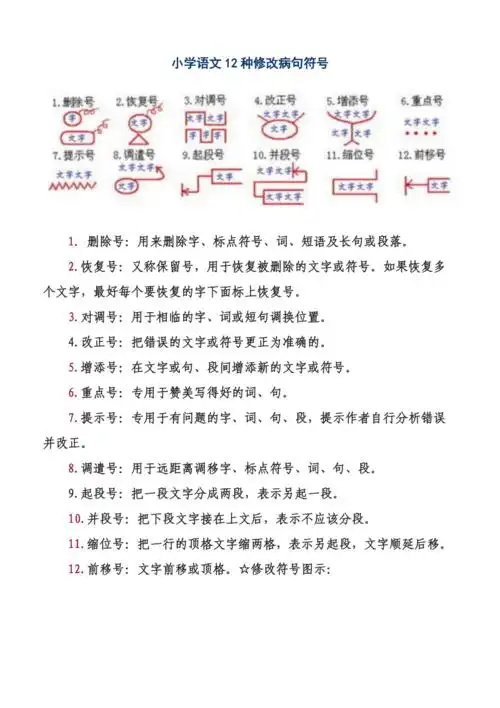 小学语文12种修改病句符号