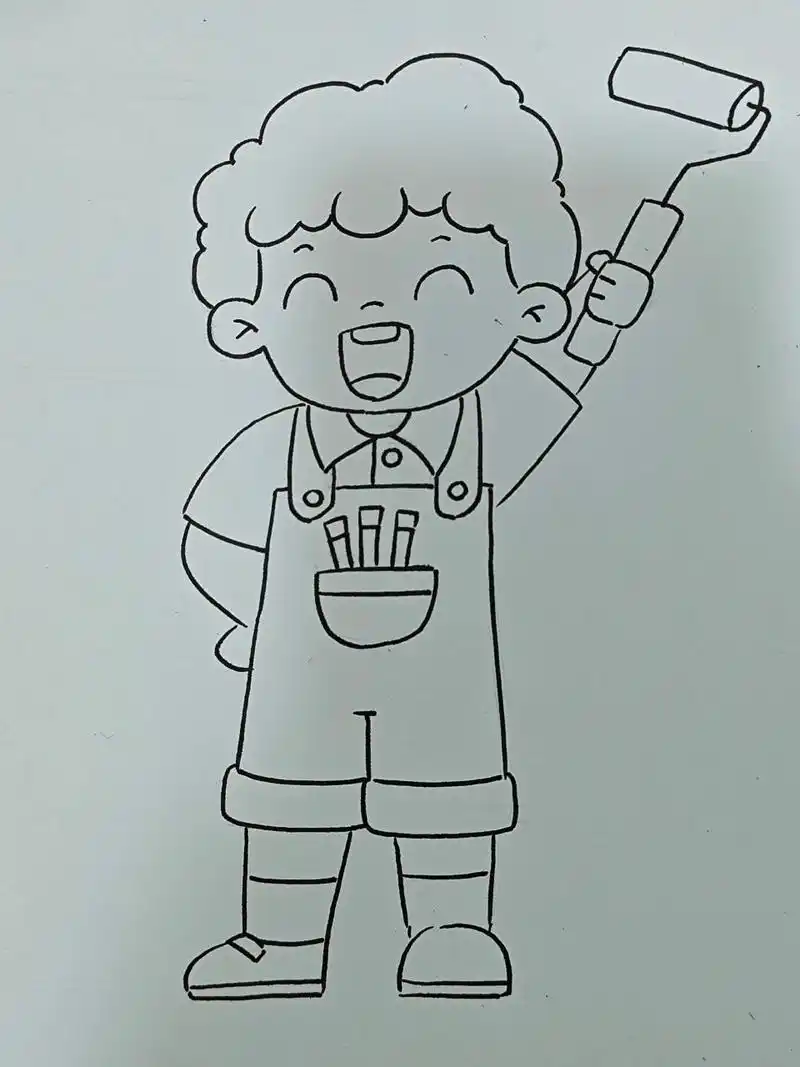 劳动节人物线稿 (儿童简笔画) 下雨天不想画画~简单画几个人物