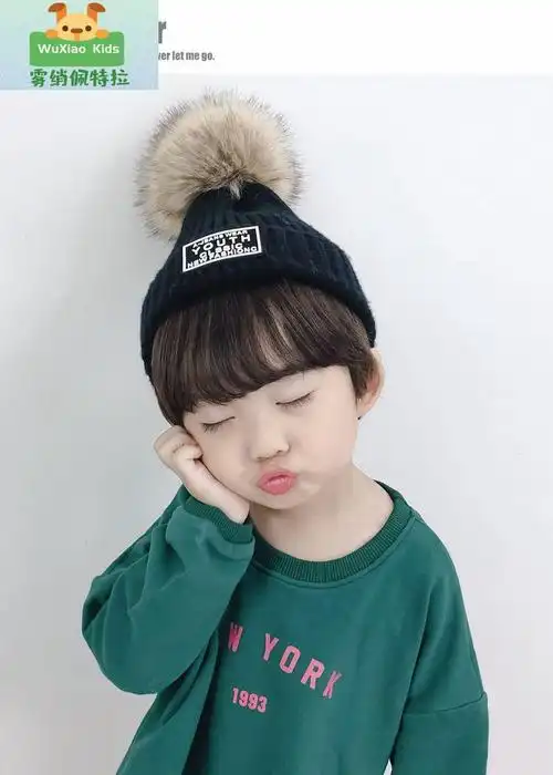 小男孩棉帽冬婴儿宝宝帽子婴幼儿秋冬男女童毛线帽儿童针织可爱男童