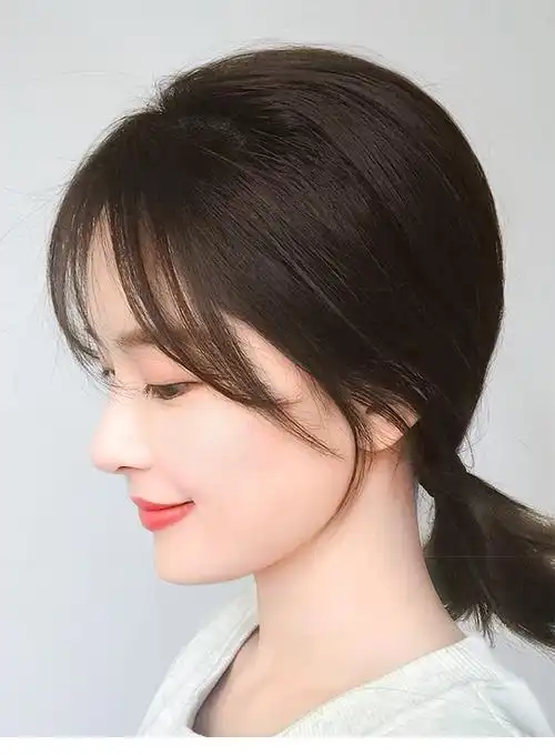 法式刘海真发假发女自然前额无痕假刘海头顶补发空气刘海假发片