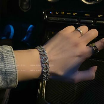 碧允王一博同款镶钻古巴链手链男女ins潮嘻哈欧美蹦迪手环冷淡风手饰