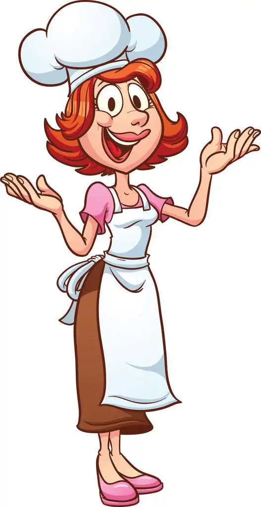 厨师妈妈,厨师妈妈.矢量剪辑艺术插画与简单的渐变.所有在单个图层.