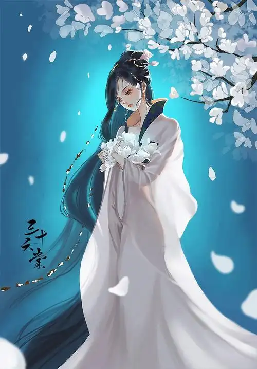 古风美人 花下小仙女_三十六棠__插画师作品