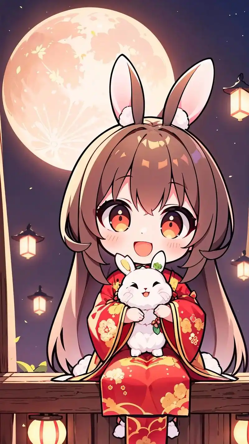 q版中秋配图动漫少女我又来送图啦q版人物卡哇伊中秋配图