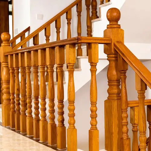 楼梯实木扶手立柱烤漆定制简约橡木踏步护栏楼梯扶手