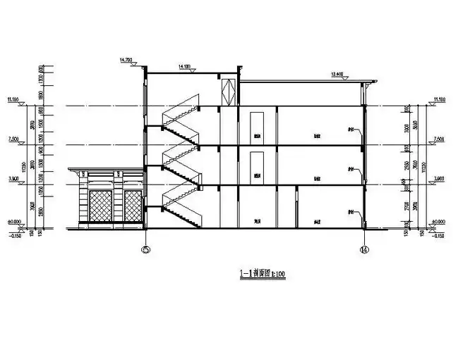 三层9班幼儿园建筑剖面图