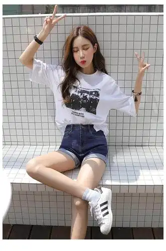 白色牛仔短裤女夏季2019新款外穿高腰宽松显瘦装阔腿潮韩版热裤子.