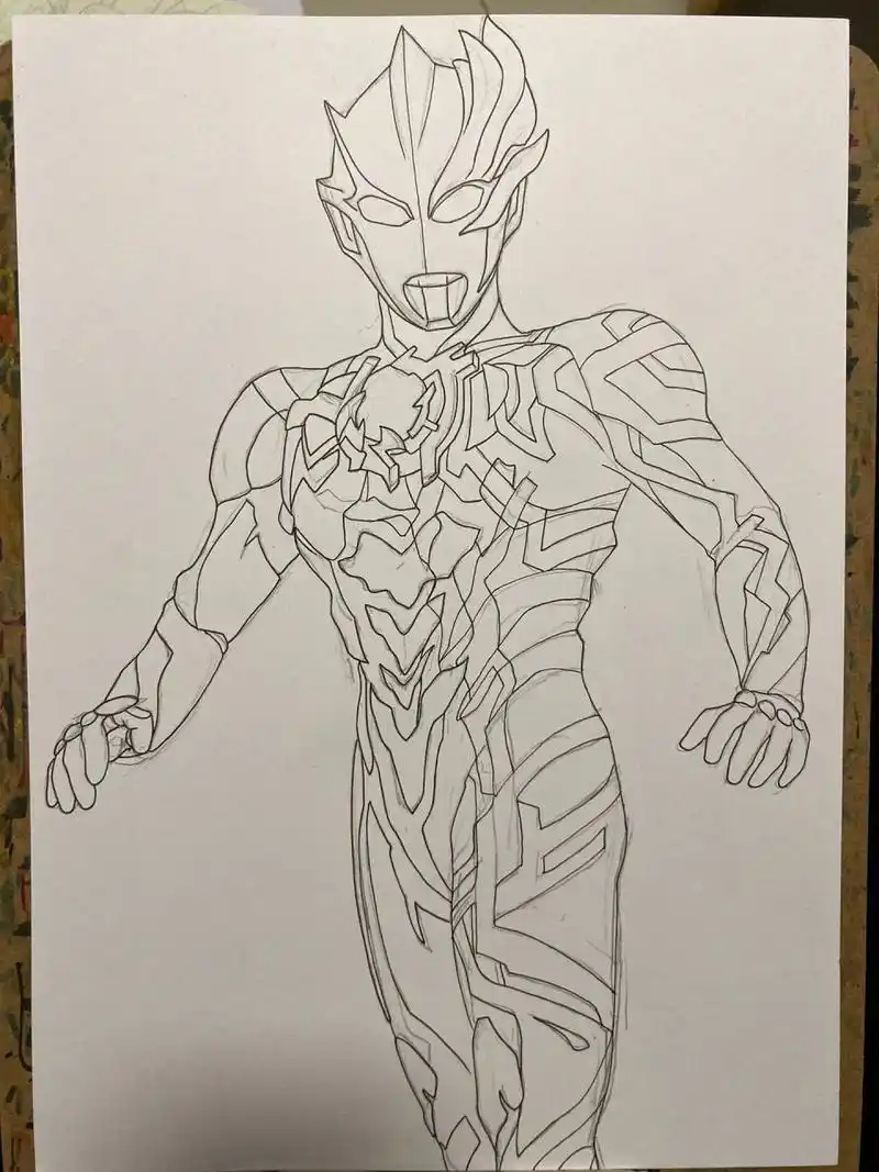 布莱泽奥特曼马克笔手绘,这是一个新的奥特战士,有跟我一样期待的同学