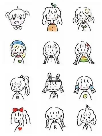 成就感满满萌系少女治愈简笔画二次元元气少女简笔画女孩简笔画简笔画