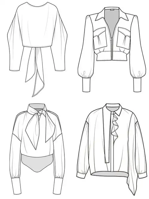 衬衫正反面服装款式图2