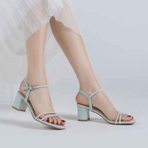 红蜻蜓女鞋2021年夏季新款高跟方头真皮鞋仙女风水时装凉鞋