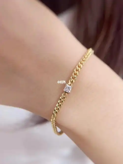 古巴链公主方钻石手链