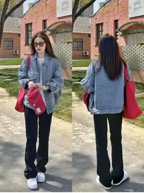 牛仔衣搭什么裤子好看图片女,最近火了一种穿法,叫"短袖 牛仔裤",高级