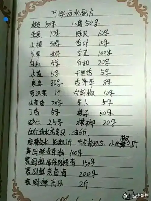 这几款卤水配方分享给你们了,,喜欢的就好好珍惜吧.