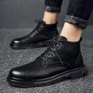 送袜子男鞋秋季新款马丁靴男中筒靴英伦潮鞋专柜正品木森林潮鞋