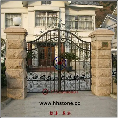 别墅装修大门口 石 柱子用什么颜色比较好,门柱的颜色肯定要和大门