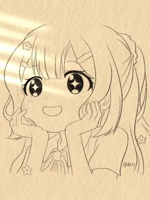 恋爱  #我的绘画日常  #可爱简笔画  #线稿  #二次元  #动漫  #婉像