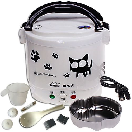 欧之宝 车载电饭煲迷你车用电饭锅自驾游户外方便携带电饭锅 小花猫款