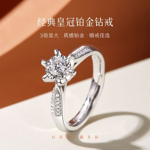 【情人节】18k金/pt950铂金经典六爪戒指群镶显钻送礼