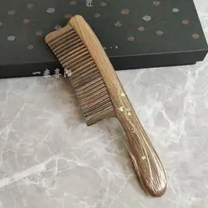 谭木匠正品礼盒 镶齿梳 幸福安康 绿檀木梳子 按摩梳 送父母 长辈