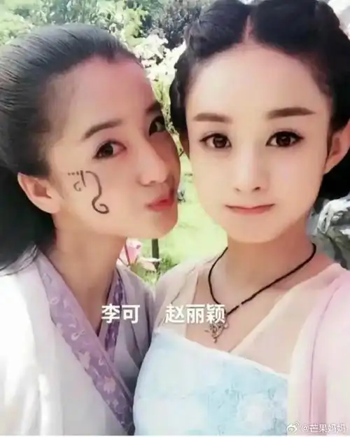 赵丽颖和替身合照