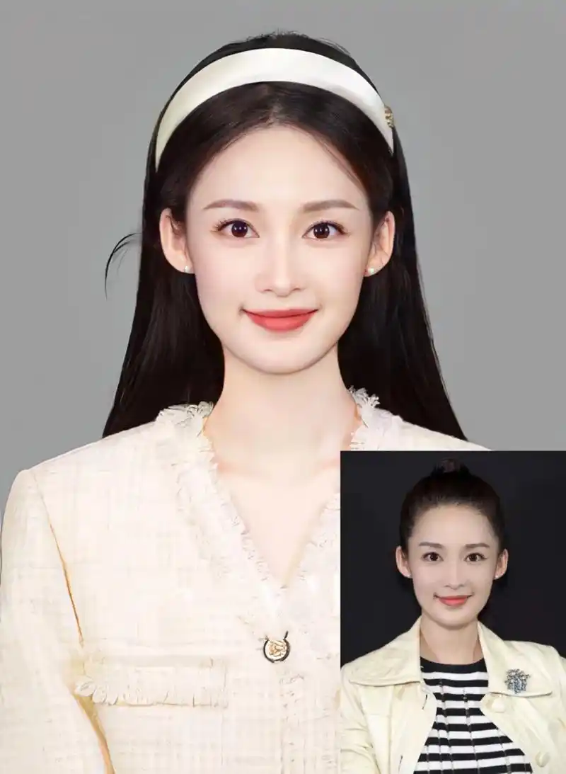明星证件照之李沁特辑  我今天为李沁修缮了一张漂亮的证件照片,一直