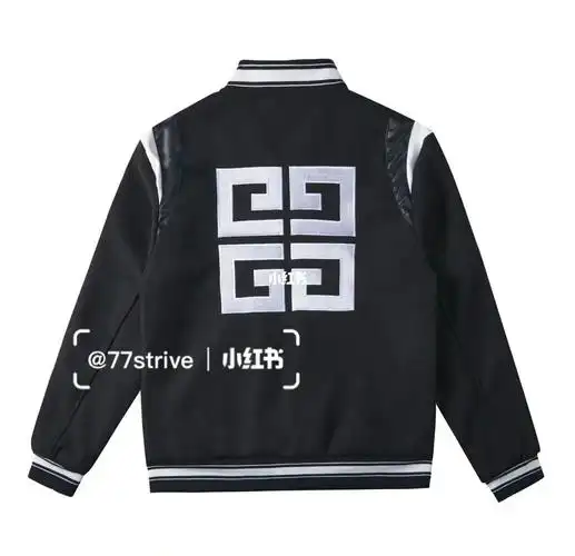 ootdgivenchy纪梵logo刺绣拼皮毛呢棒球服