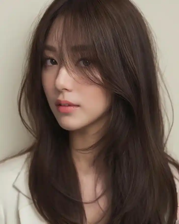 八字刘海 #高层次长发#茶棕色#冷棕色 今年最火的发型 - 抖音