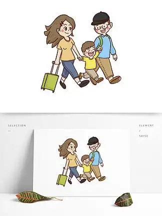 17213彩绘春季旅行的一家三口设计彩绘春季旅行的一家三口设计