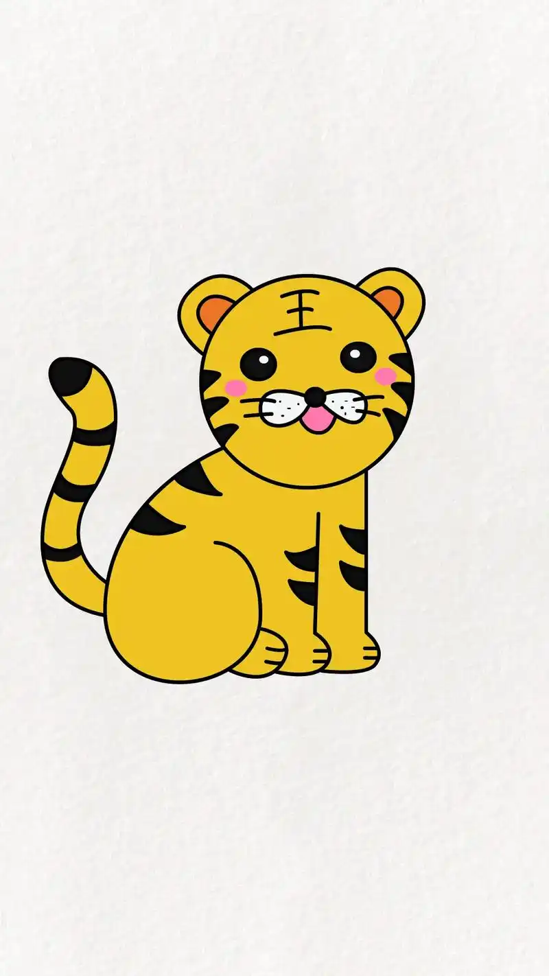 教你用一个原画小老虎,很简单噢#简笔画 #画画 - 抖音