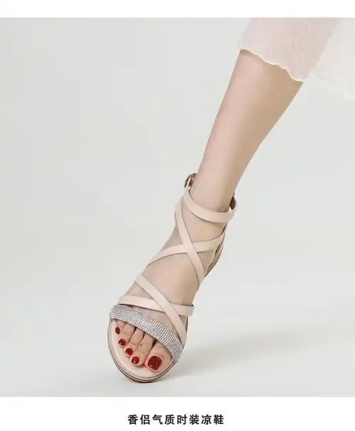 2024夏季新款凉鞋一字带空罗马凉鞋货号7741-11 - 17网
