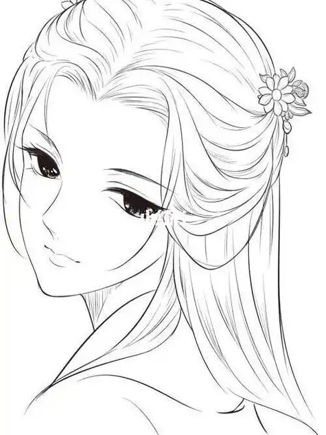 人物简笔画古风美少女简笔画图片古风美人简笔画可爱女子侧脸简笔画