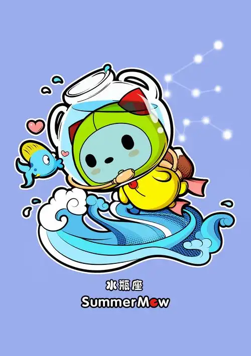 卡通形象吉祥物十二星座插画设计微信表情gif设计---茁茁猫设计