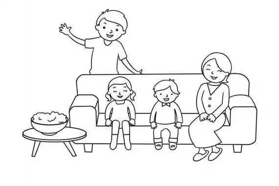 四口全家福简笔画