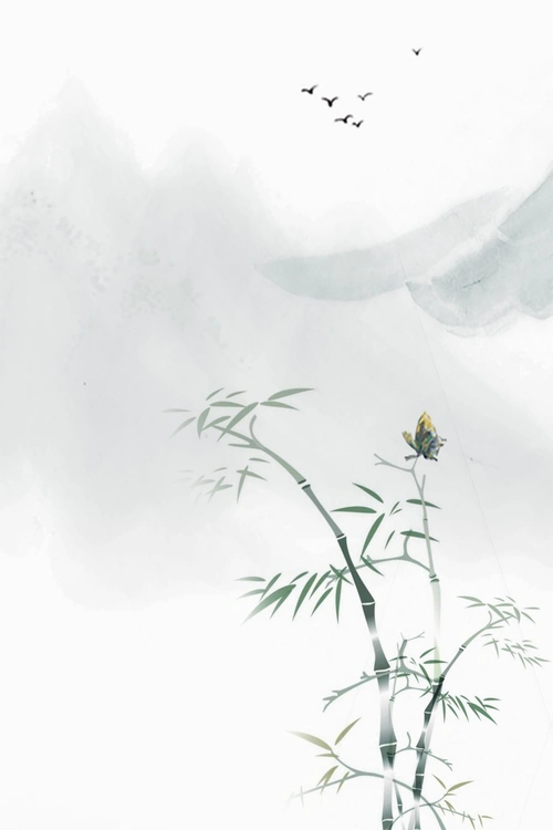 古典中国风简约清新水墨山水画海报背景