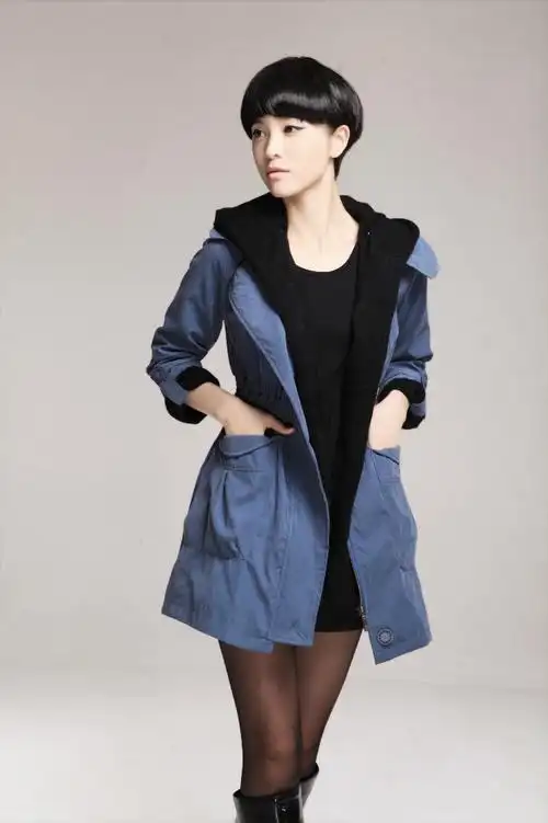 杭派女装 2012春秋装新款女式风衣外套连帽子风衣女