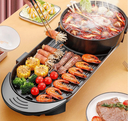 烤肉锅家用烤涮一体两用锅电烧烤炉无烟不沾易清洗colvp电烤盘大圆锅
