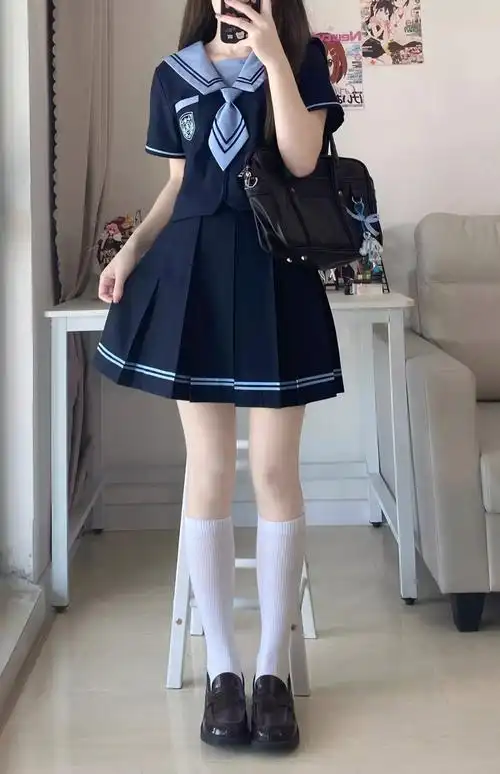 jk制服夏服日系水手服套装学院风水手装短袖衬衫百褶裙两件套装女