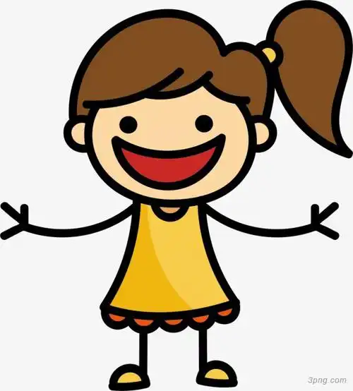 微笑卡通可爱女孩png素材透明免抠图片节日元素