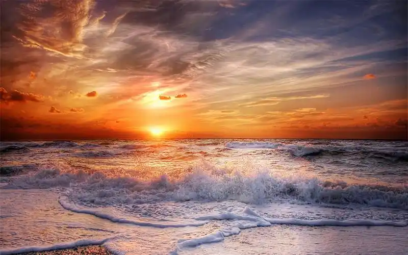 傍晚海滩唯美夕阳桌面壁纸,风景壁纸,海滩,夕阳,自然风光,壁纸,1920x