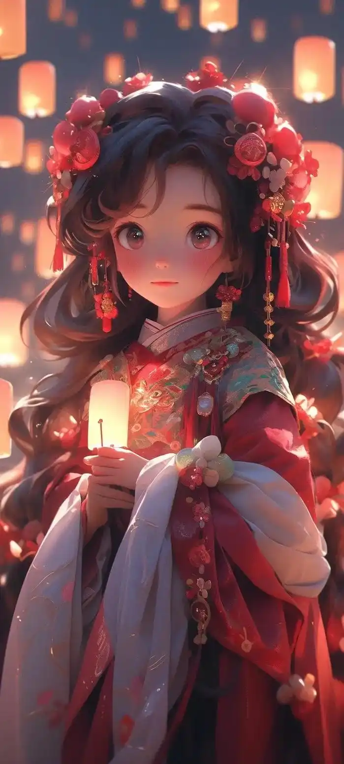 超可爱的中国风小女孩壁纸.ai生成 #ai绘画 #二次元 # - 抖音
