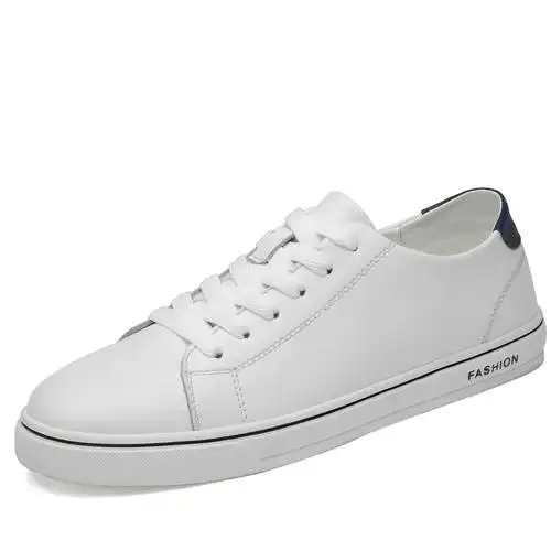 芬普达男鞋秋冬季休闲皮鞋子男士板鞋二层皮2019新款木森林鞋子 白色