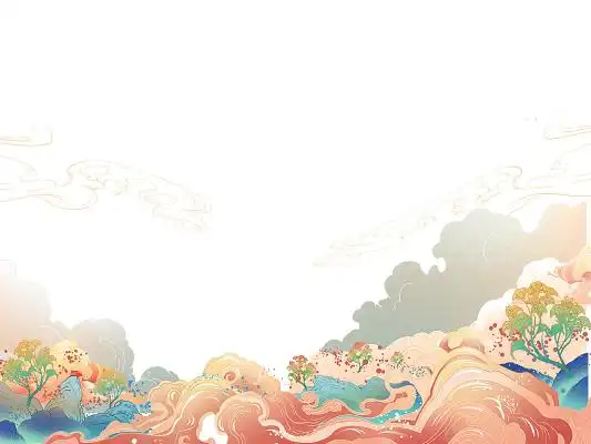 边框png素材卡通浪花蓝色手绘国潮古风中国风海浪浪花元素png素材红