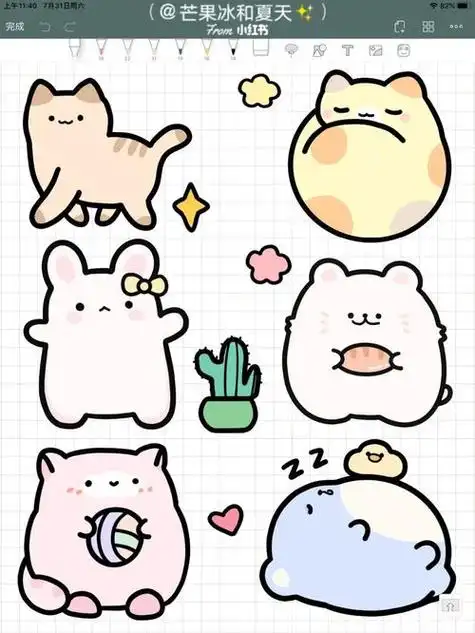 小动物萌萌哒可爱简笔画卡通