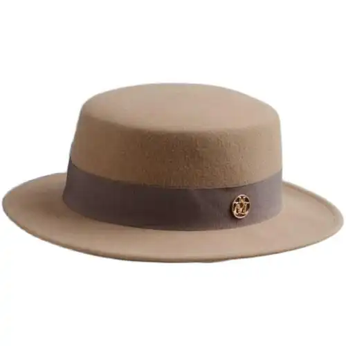 秋冬羊毛呢平顶礼帽女英伦复古时尚百搭帽子黑色羊毛小礼帽爵士帽