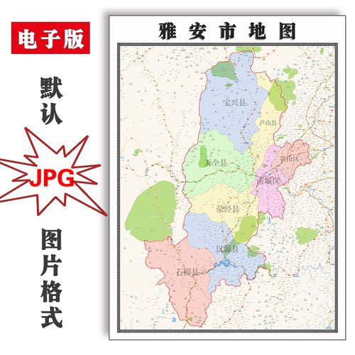 雅安市地图1.1米可定制四川省jpg格式电子版简约高清素材图片新款