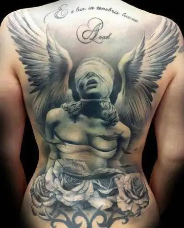 满背天使纹身图案