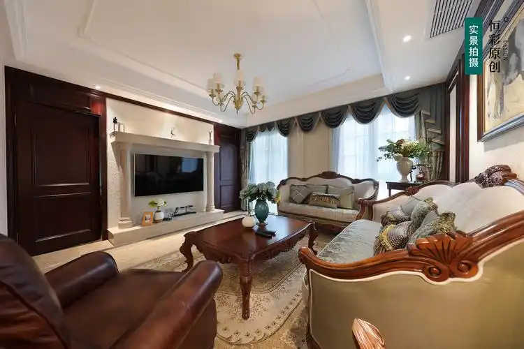 恒彩装饰 装修案例 > 杭州湘江公寓180㎡欧美风实景案例 玄关位于整个